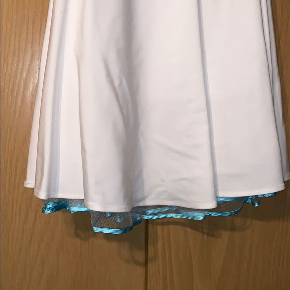 White Dress with Aqua Blue Bow - Picture 4 of 6